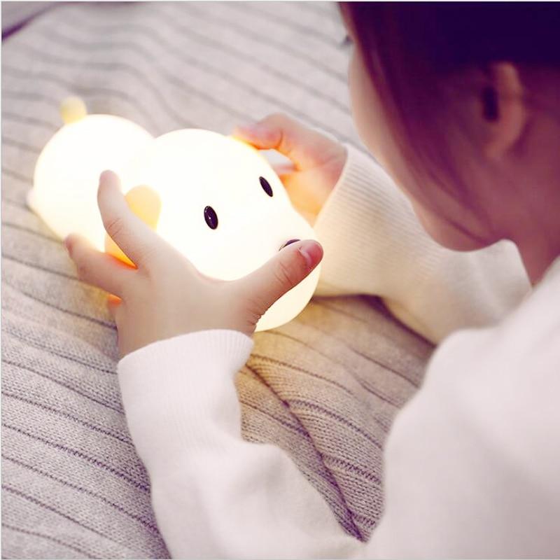 LED Night Light Silicone Dog Touch Sensor Dimmable Timer